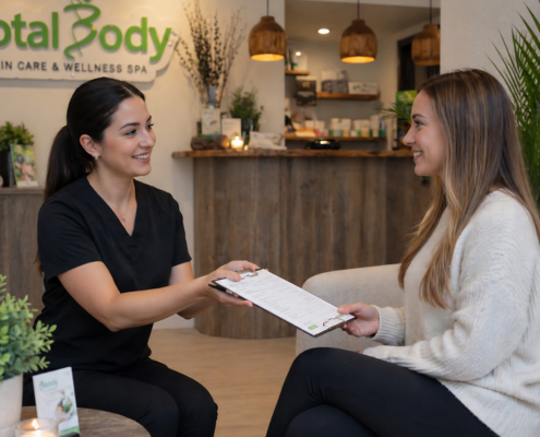 preparing for manual lymphatic drainage treatment in Total Body Wayne NJ